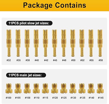 22Pcs Carburetor Jet Kit, Include 11 Pieces Carburetor Main Jet and 11 Pieces Slow Jet Compatible with PWK Carbs - Motiora