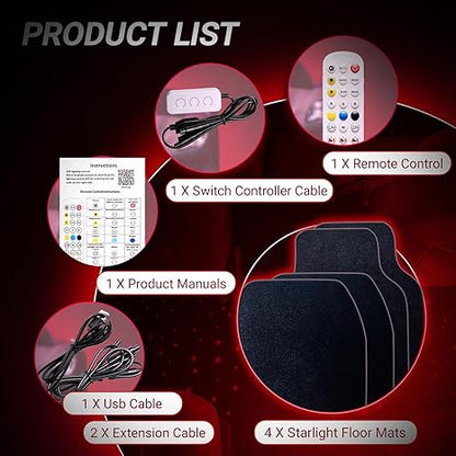 Car LED Lights for Floor Mats, Interior Car LED Strip Lights with App Control