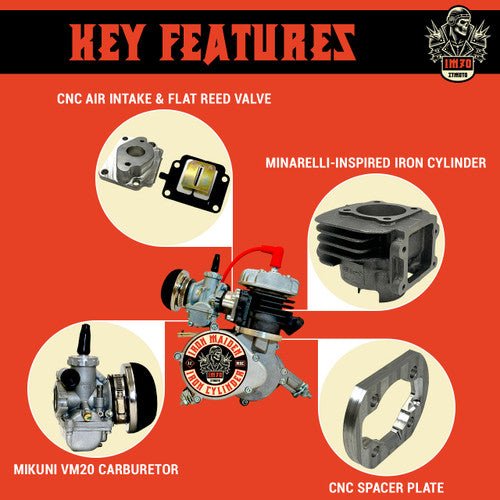 Performance Minarelli Vertical Iron Cylinder 2 Stroke Motorized Bicycle Engine Kit - 70cc Bike Motor - Motiora