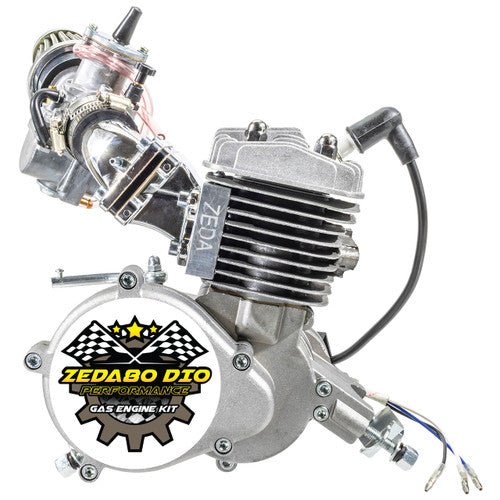 Zeda 80 Performance 2 Stroke Bicycle Engine Kit With Dio Reed Valve & OKO Carb - Silver - Motiora